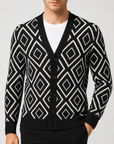 Soviska | Miękka wełniana mieszanka kardigan z wzorem żakardowym