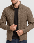 Soviska | Miękki kardigan z dzianiny kablowej z zamkiem błyskawicznym