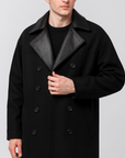 Soviska | Płaszcz wełniany z kontrastowym kołnierzem