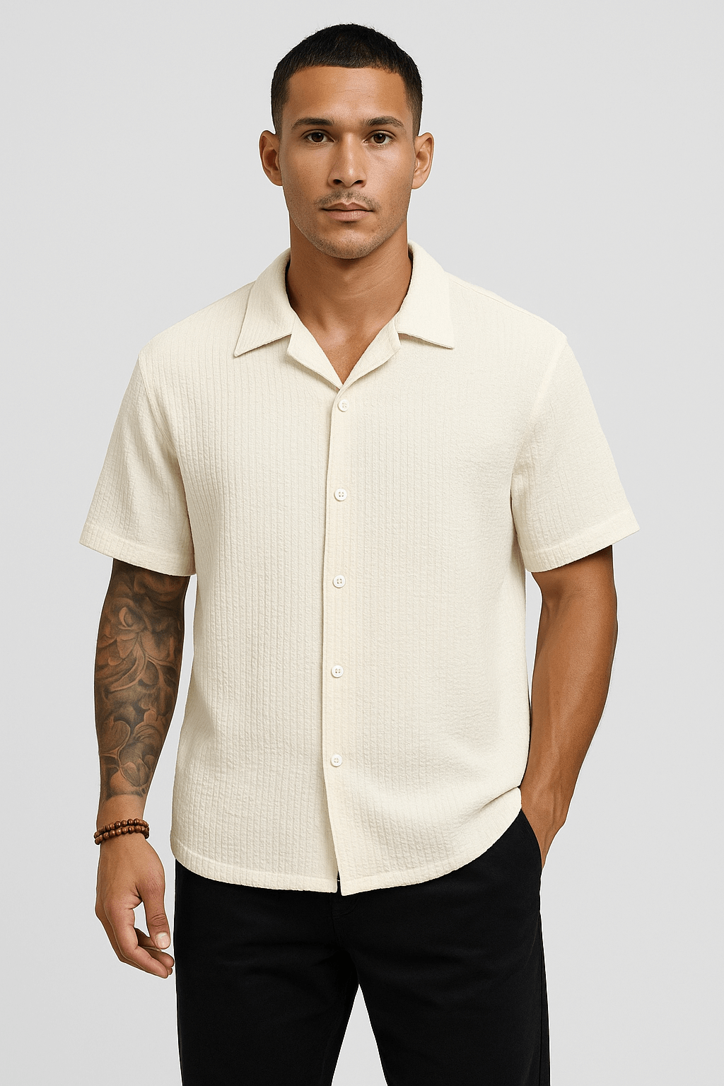 Finn | Monochromatyczna bawełniana koszula z krótkim rękawem 1