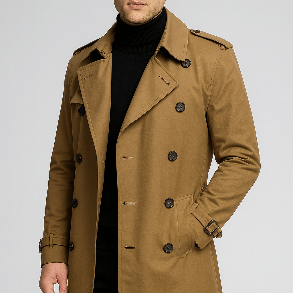 Stoneburry | Dopasowany bawełnowy trencz z dwurzędowym zapięciem 0