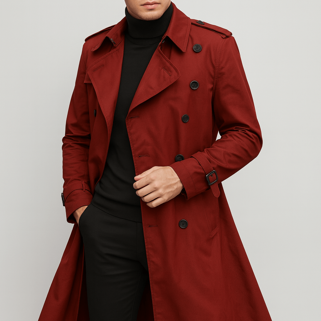 Stoneburry | Dopasowany bawełnowy trencz z dwurzędowym zapięciem 3