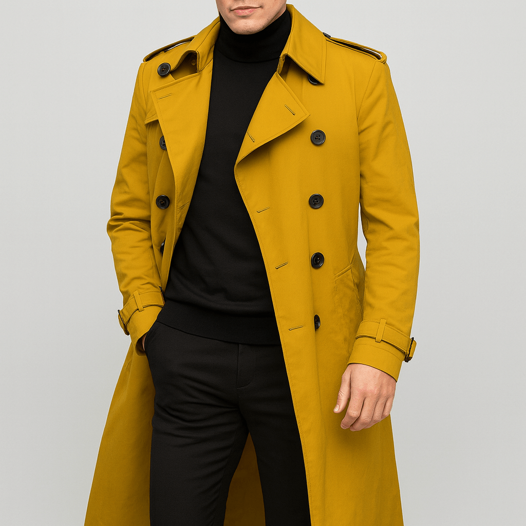 Stoneburry | Dopasowany bawełnowy trencz z dwurzędowym zapięciem 4