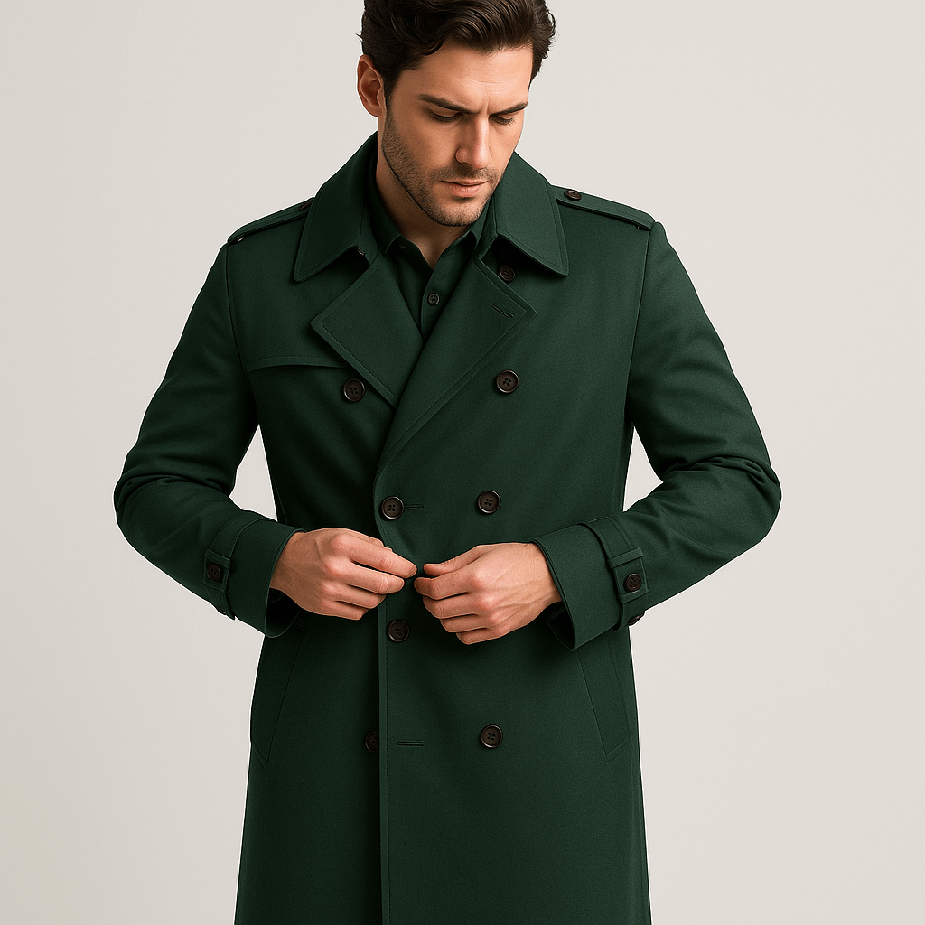 Stoneburry | Dopasowany bawełnowy trencz z dwurzędowym zapięciem 6