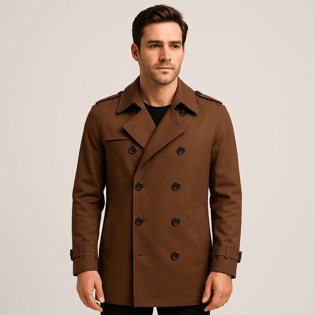 Stoneburry | Dwurzędowy trencz z klapą sztormową 2