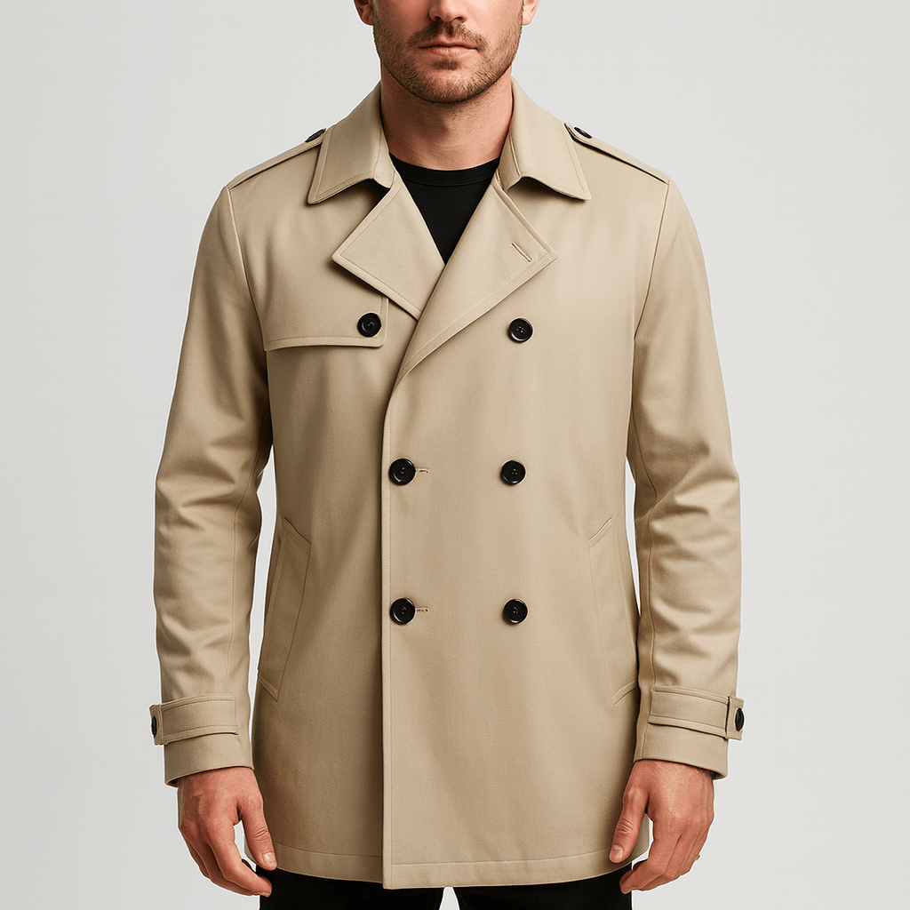 Stoneburry | Dwurzędowy trencz z klapą sztormową 3