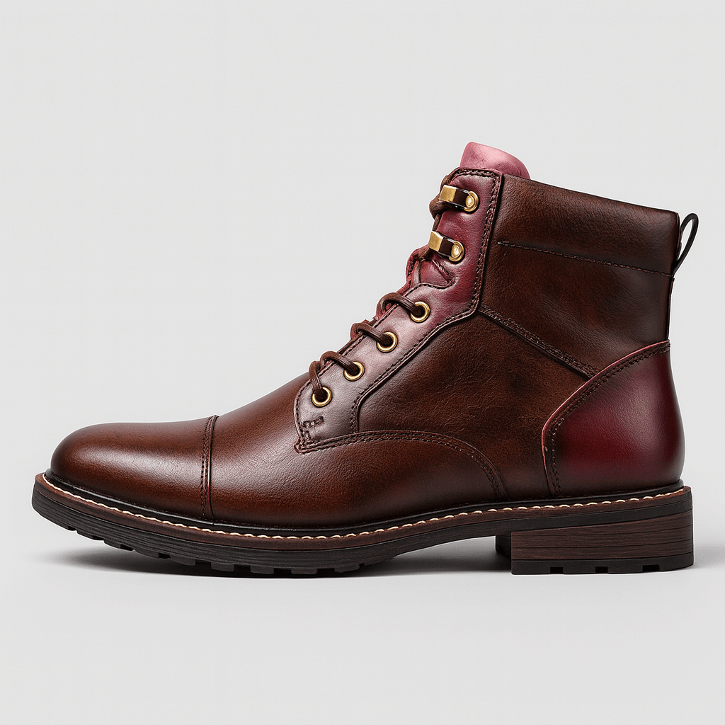 Stoneburry | Gładkie skórzane botki z sznurowaną konstrukcją 1