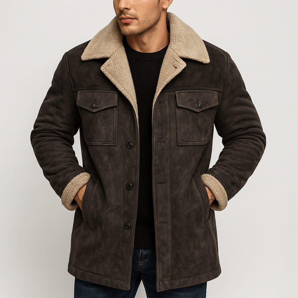 Stoneburry | Luźny trencz z pluszowym kołnierzem 1