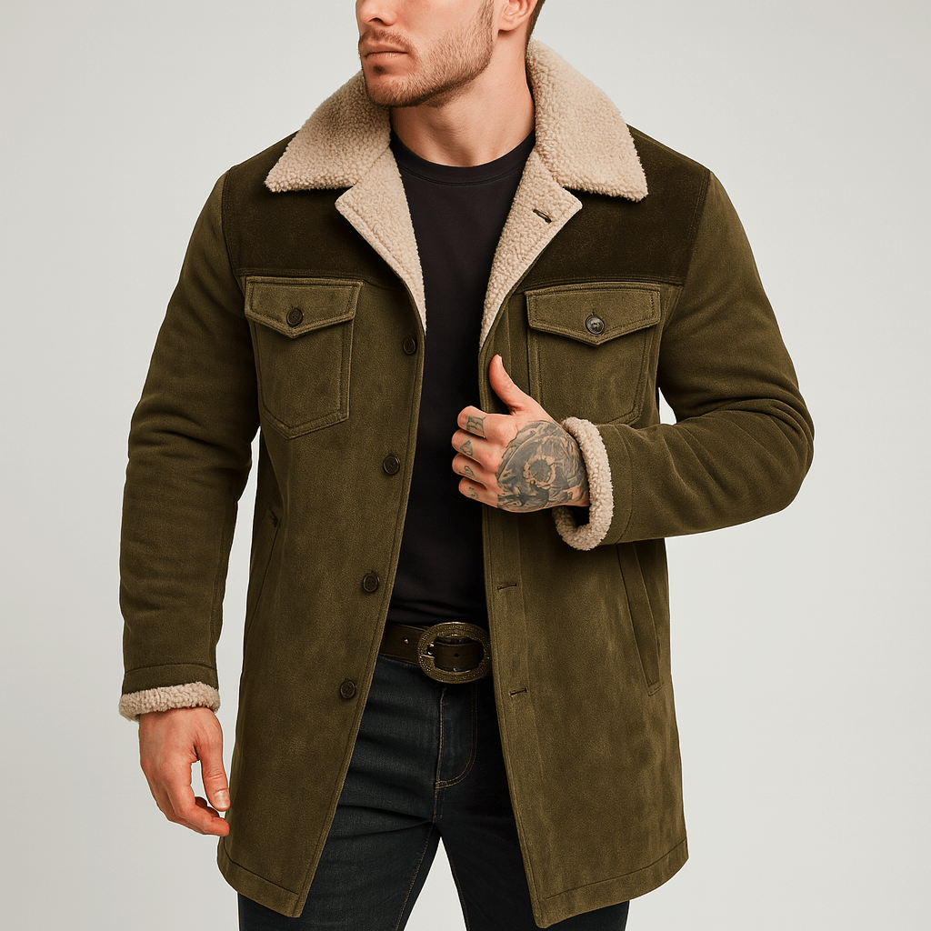 Stoneburry | Luźny trencz z pluszowym kołnierzem 2