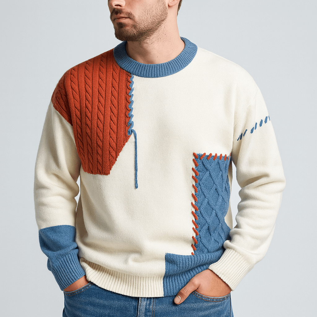 Stoneburry | Patchworkowy akrylowy sweter 0