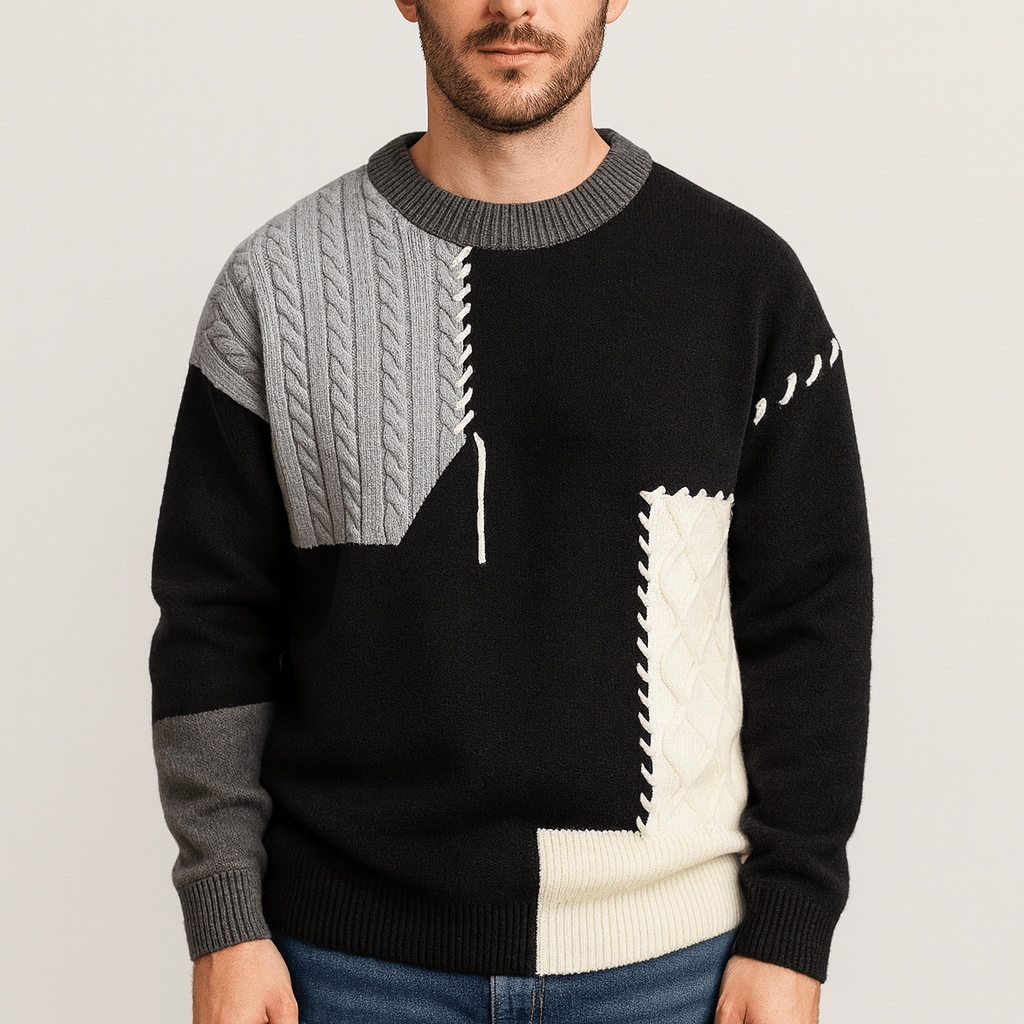 Stoneburry | Patchworkowy akrylowy sweter 2