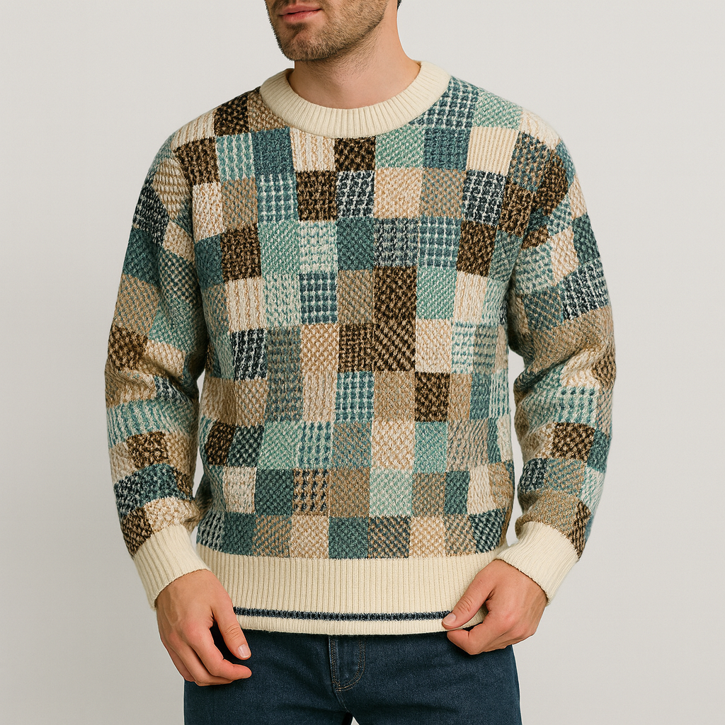 Stoneburry | Patchworkowy sweter z wełny 0