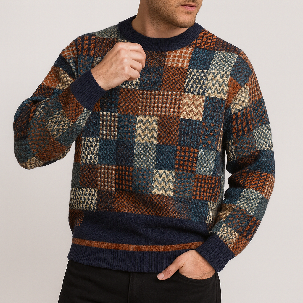 Stoneburry | Patchworkowy sweter z wełny 1