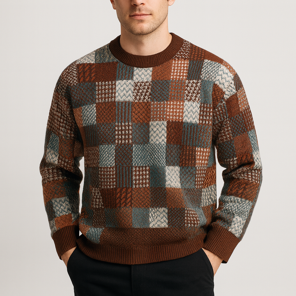 Stoneburry | Patchworkowy sweter z wełny 2