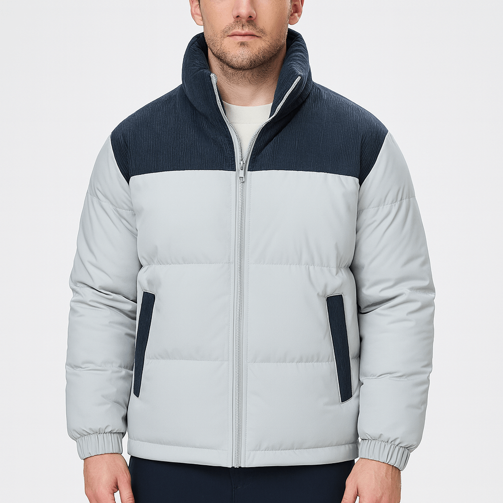 Stoneburry | Pikowana kurtka puchowa ze sztruksowym karczkiem 1