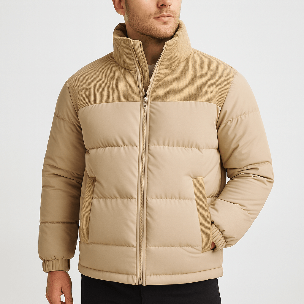 Stoneburry | Pikowana kurtka puchowa ze sztruksowym karczkiem 2