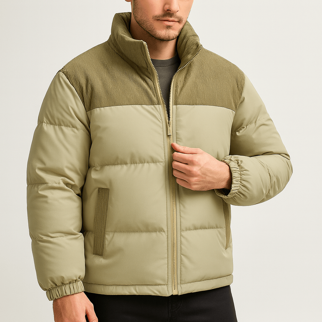 Stoneburry | Pikowana kurtka puchowa ze sztruksowym karczkiem 3