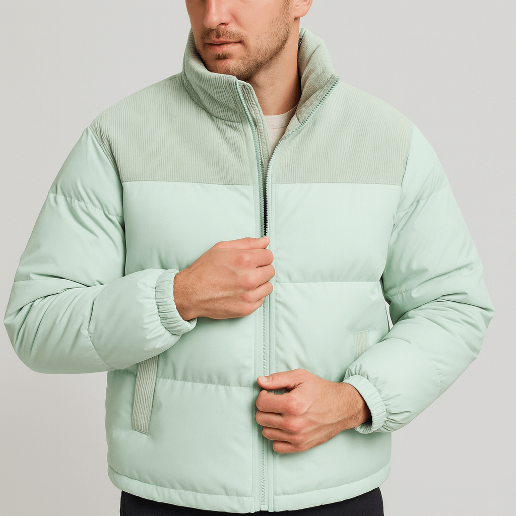 Stoneburry | Pikowana kurtka puchowa ze sztruksowym karczkiem 4