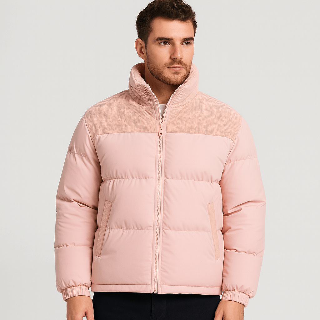 Stoneburry | Pikowana kurtka puchowa ze sztruksowym karczkiem 5