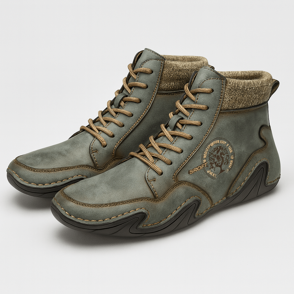 Stoneburry | Skórzane botki vintage z elastyczną podeszwą 4