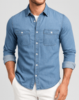 Soviska | Slim fit ekologiczna dżinsowa koszula