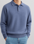 Stoneburry | Soft wool blend sweater with half zip 1