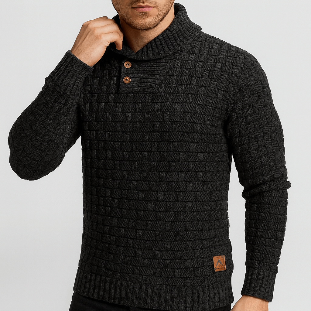 Stoneburry | Teksturowany sweter z szalowym kołnierzem 0