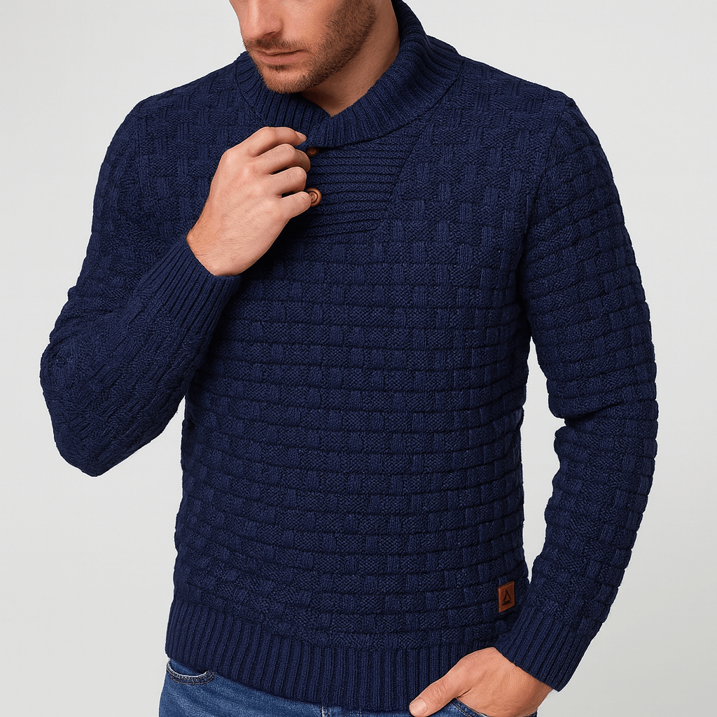 Stoneburry | Teksturowany sweter z szalowym kołnierzem 1