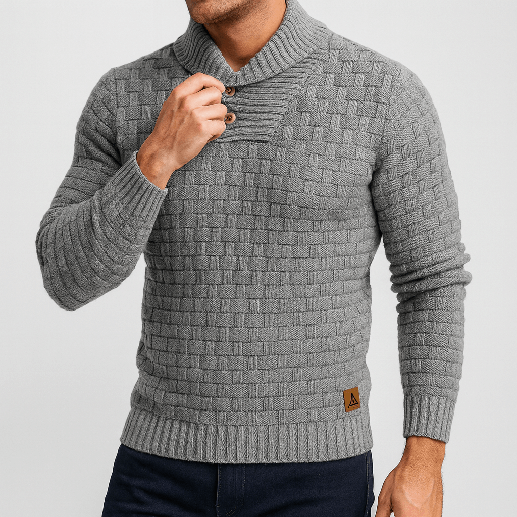 Stoneburry | Teksturowany sweter z szalowym kołnierzem 2