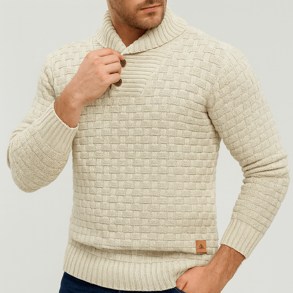 Stoneburry | Teksturowany sweter z szalowym kołnierzem 3