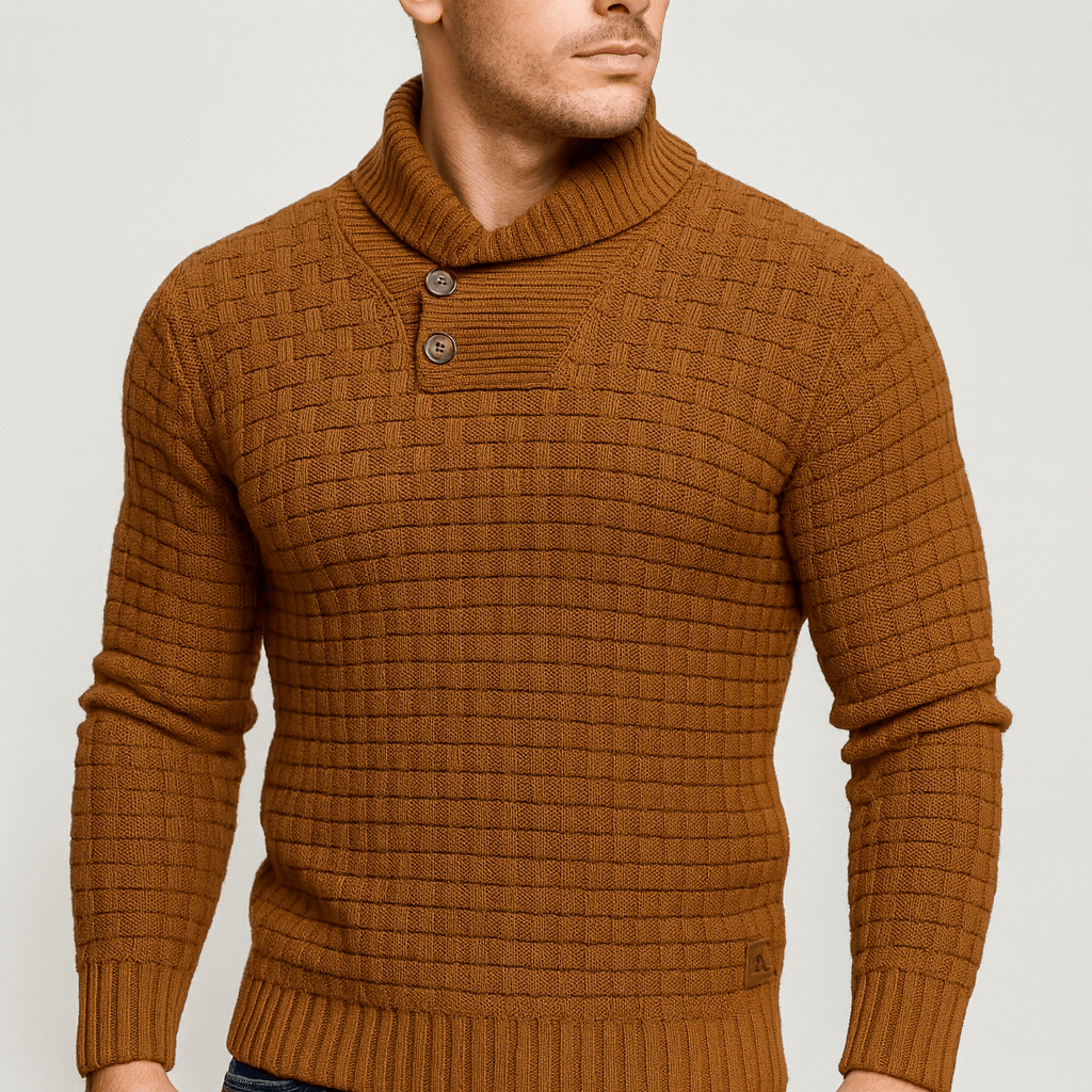 Stoneburry | Teksturowany sweter z szalowym kołnierzem 4