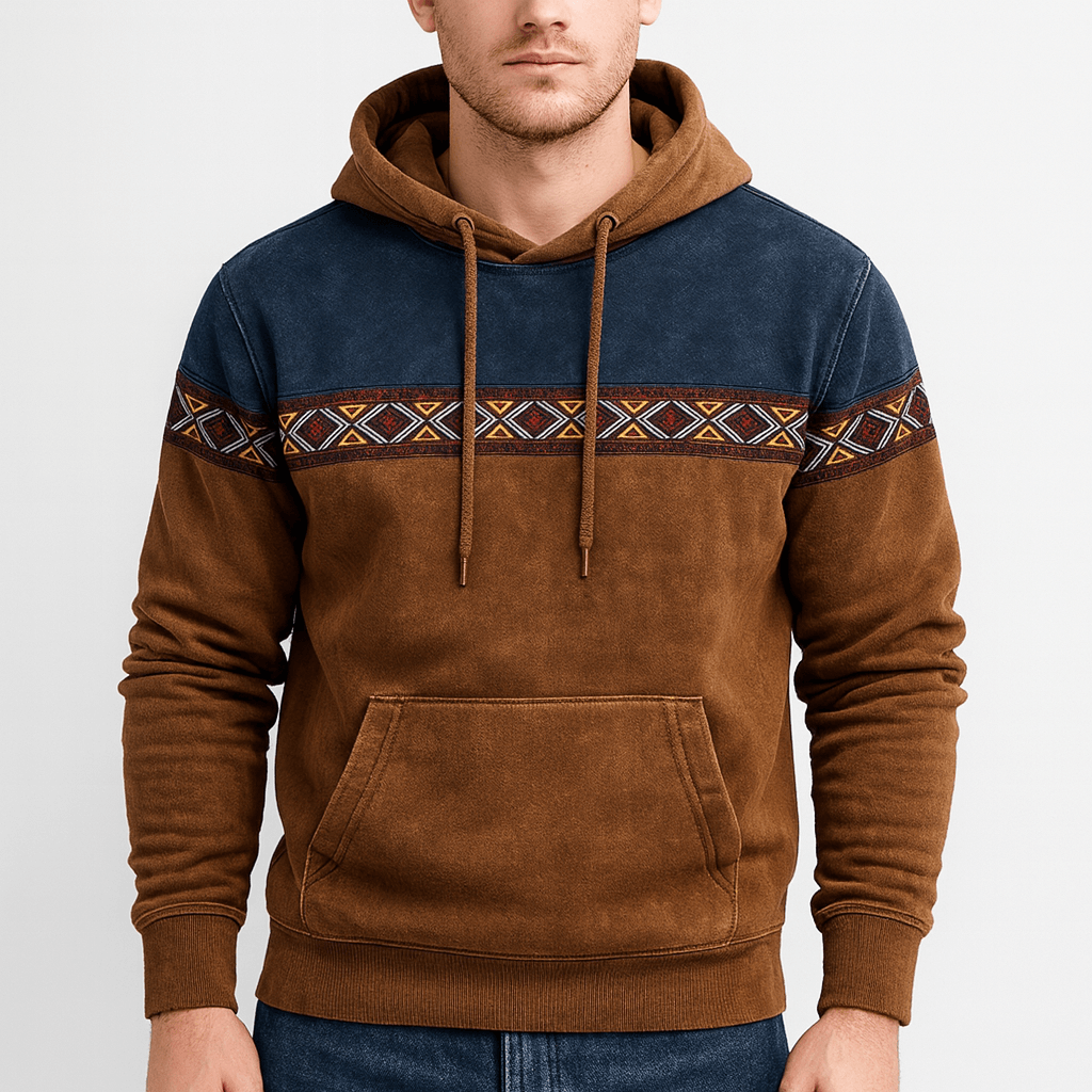 Stoneburry | Vintage inspired hoodie z wzorem na piersi i rękawach 0