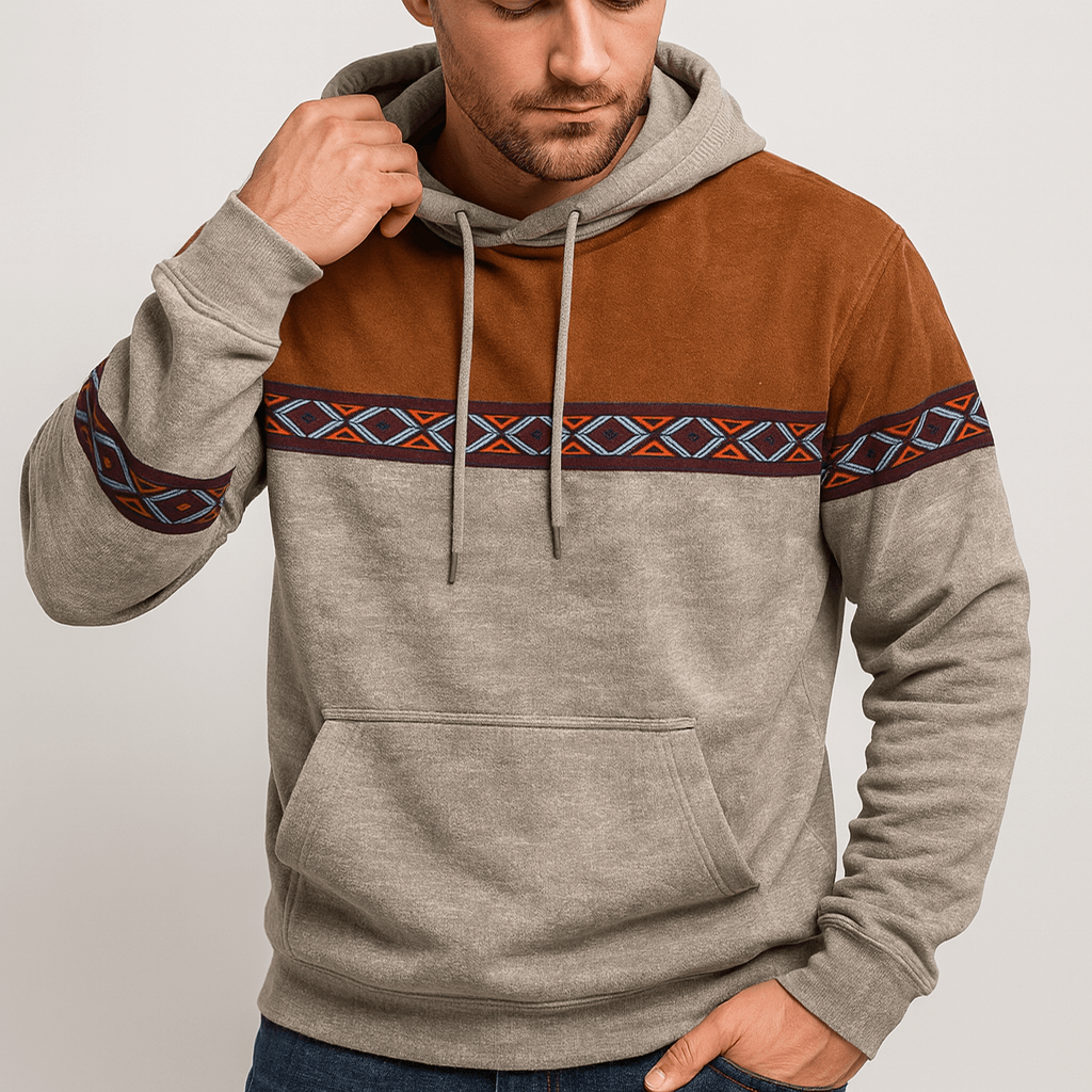 Stoneburry | Vintage inspired hoodie z wzorem na piersi i rękawach 1
