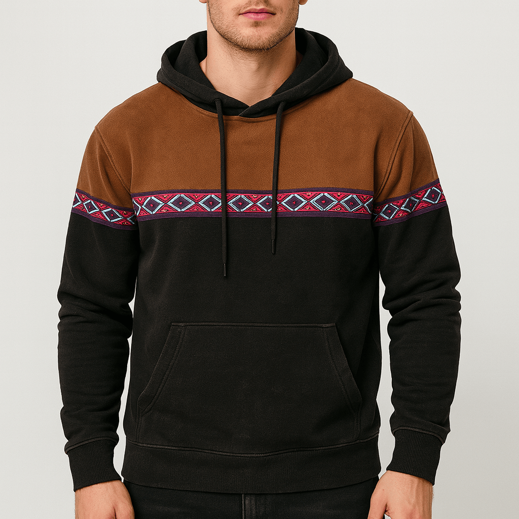 Stoneburry | Vintage inspired hoodie z wzorem na piersi i rękawach 2