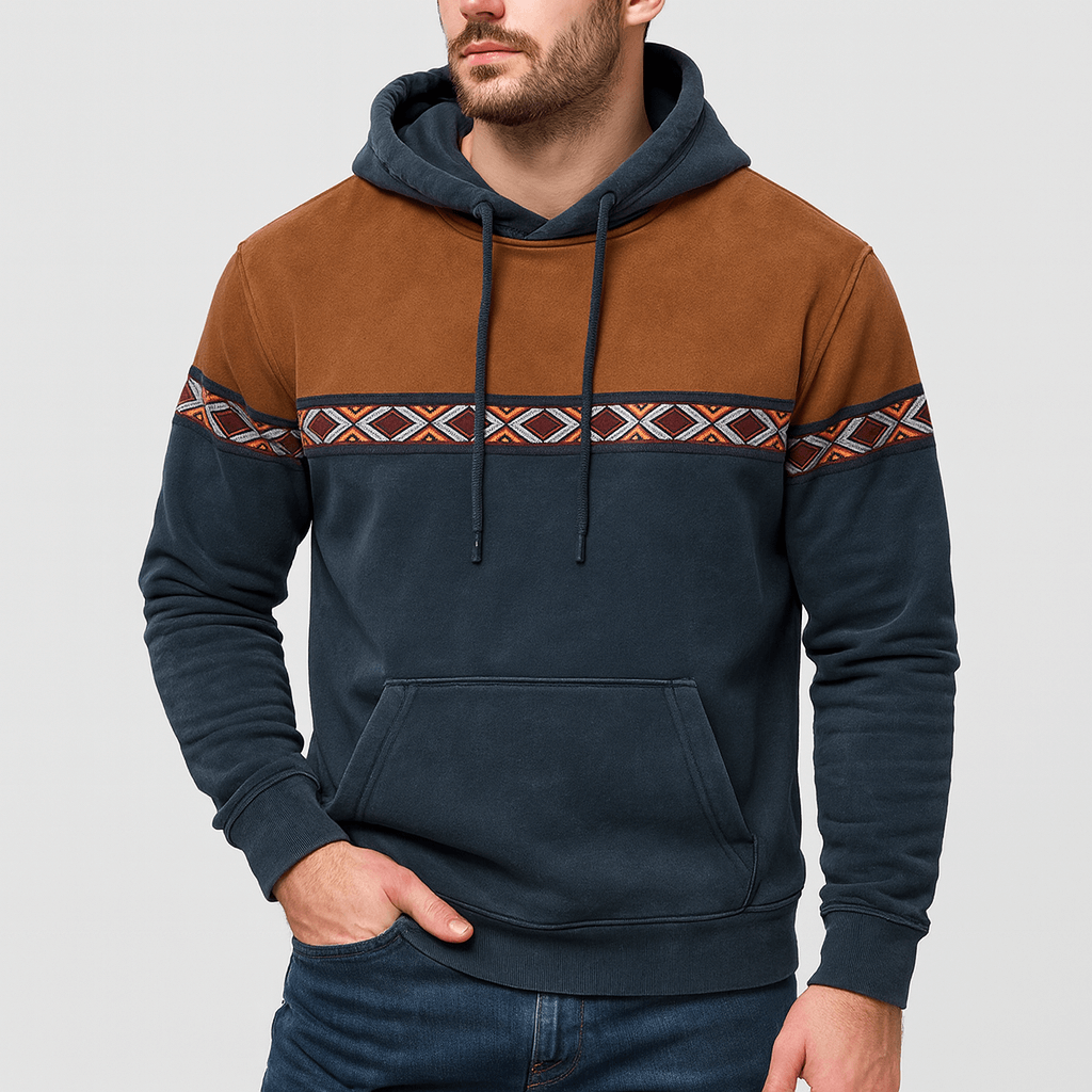Stoneburry | Vintage inspired hoodie z wzorem na piersi i rękawach 4