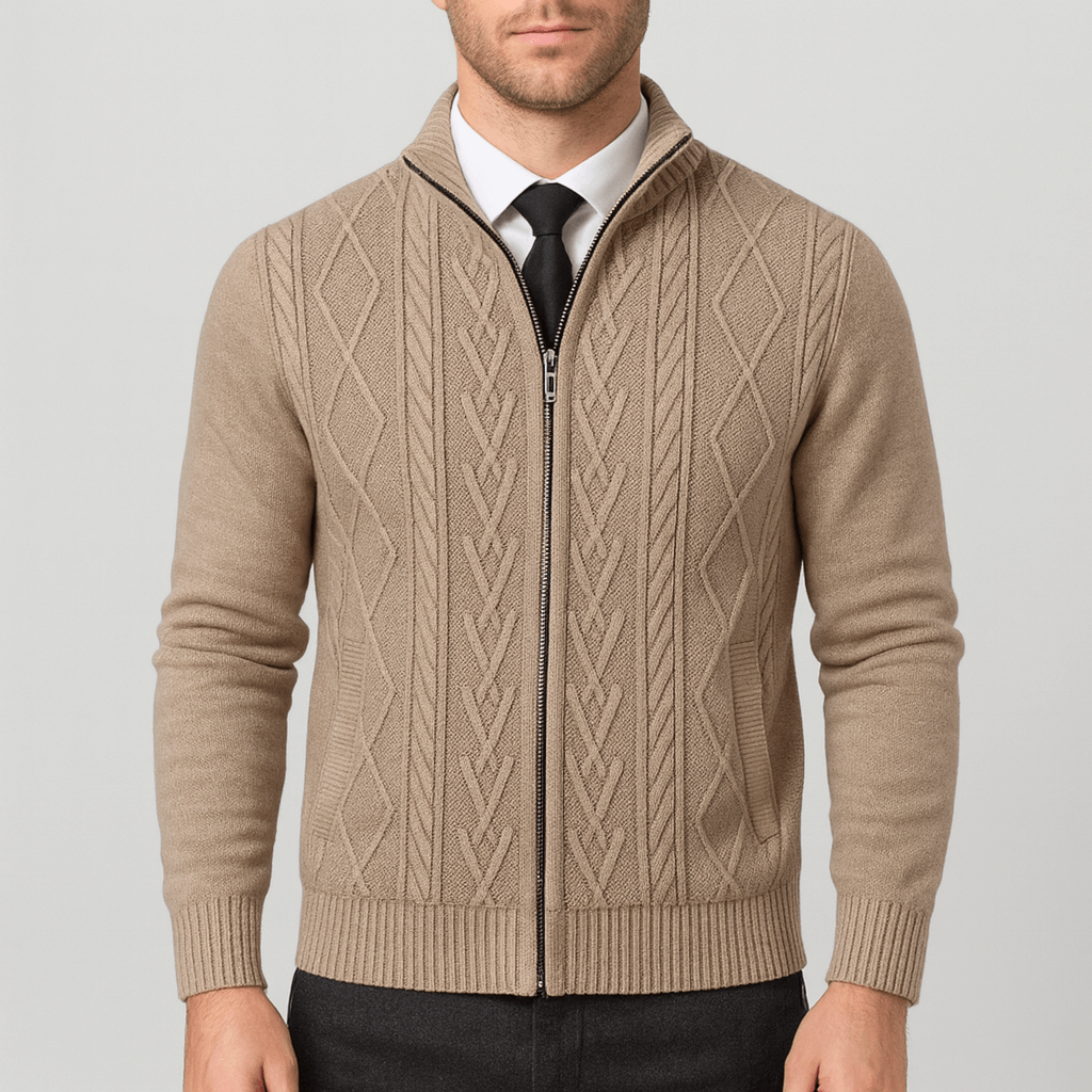 Stoneburry | Warkoczowy kardigan wełniany z zamkiem 0