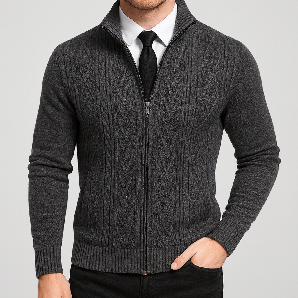 Stoneburry | Warkoczowy kardigan wełniany z zamkiem 2