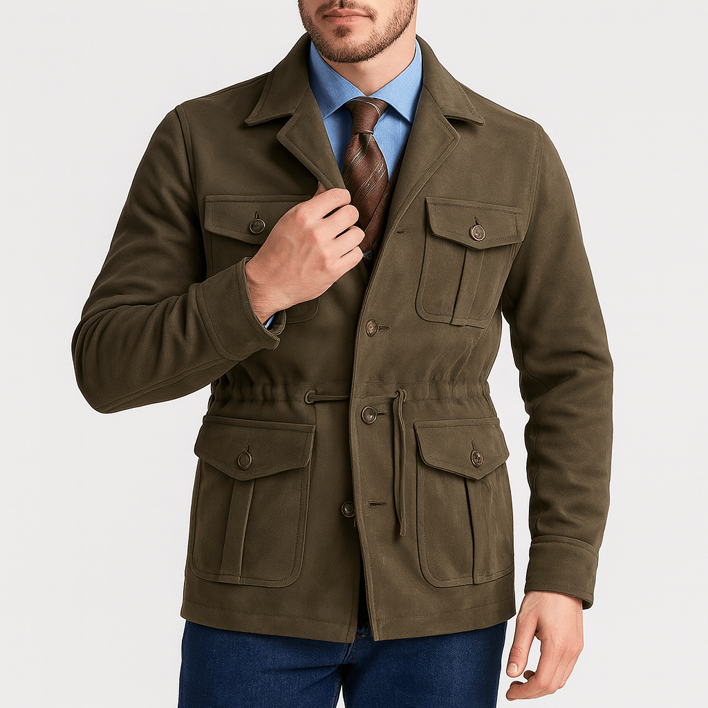 Stoneburry | Zamszowa kurtka myśliwska z regulowanym pasem i pikowaną podszewką 1