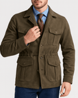 Stoneburry | Zamszowa kurtka myśliwska z regulowanym pasem i pikowaną podszewką 1